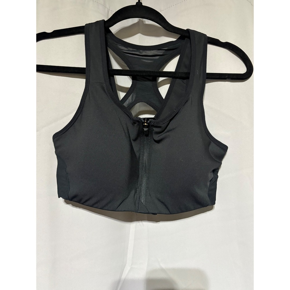 Nike Sports Bra Womens Large Pro Rival Black Front Zip Racerback Athletic Gym